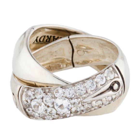 JOHN HARDY SAPPHIRE STERLING SILVER INTERLOCKING BAMBOO BAND RING